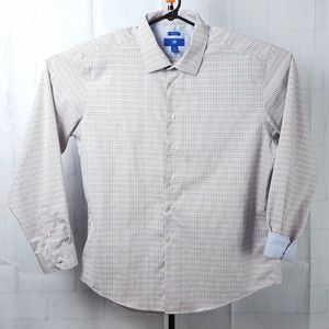 Egara Mens XXL Brown, Blue Plaid Long Sleeve Shirt